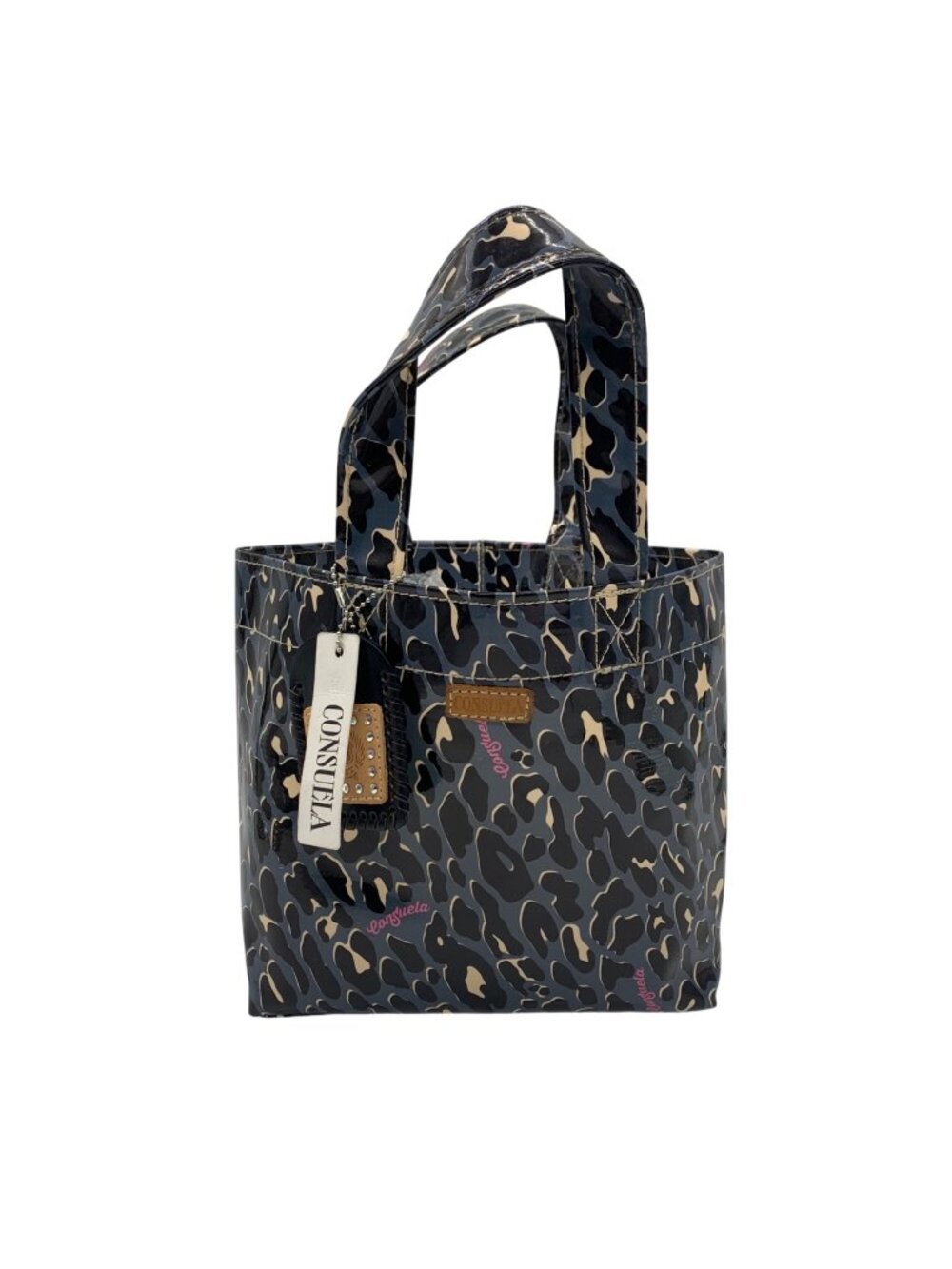 Consuela Blue Leopard Print Tote Bag